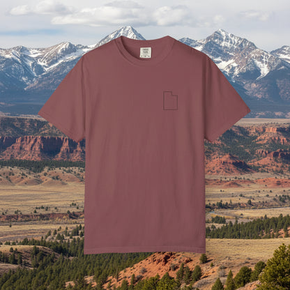 Embroidered Utah Outline T-Shirt | Comfort Colors