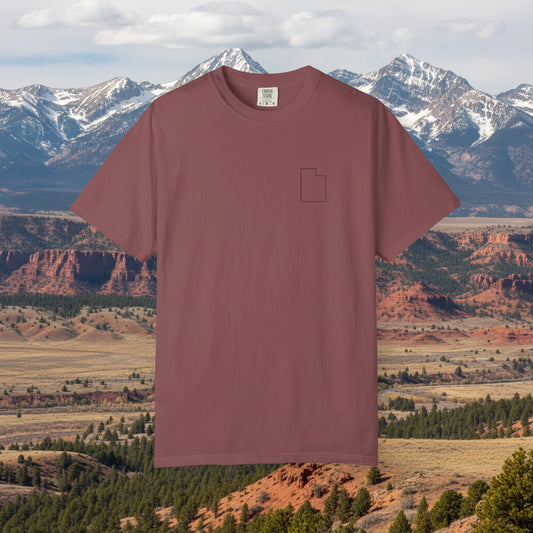 Embroidered Utah Outline T-Shirt | Comfort Colors
