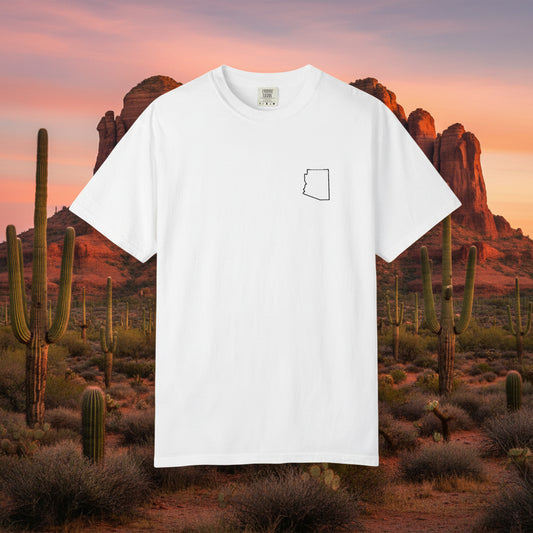 Embroidered Arizona Outline T-Shirt | Comfort Colors