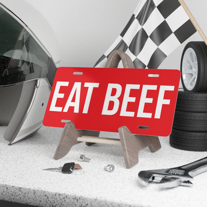 EAT BEEF Vanity Plate | Red Aluminum License Plate