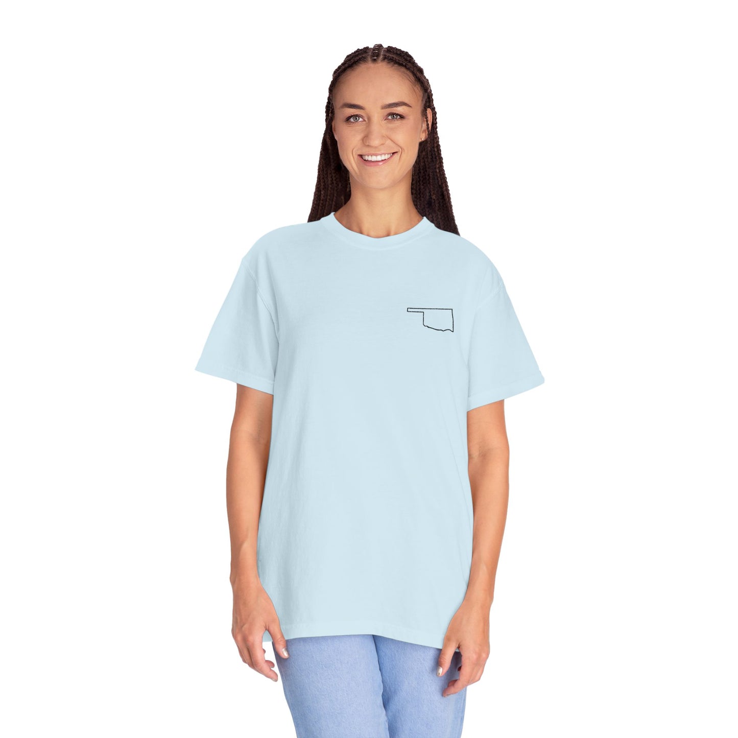 Embroidered Oklahoma Outline T-Shirt | Comfort Colors