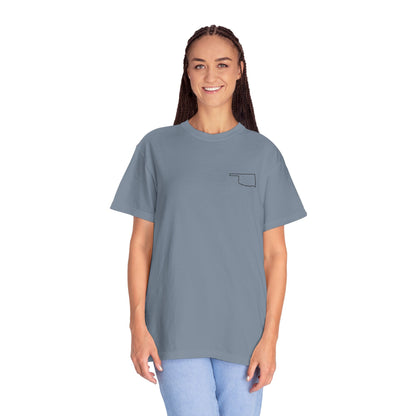 Embroidered Oklahoma Outline T-Shirt | Comfort Colors