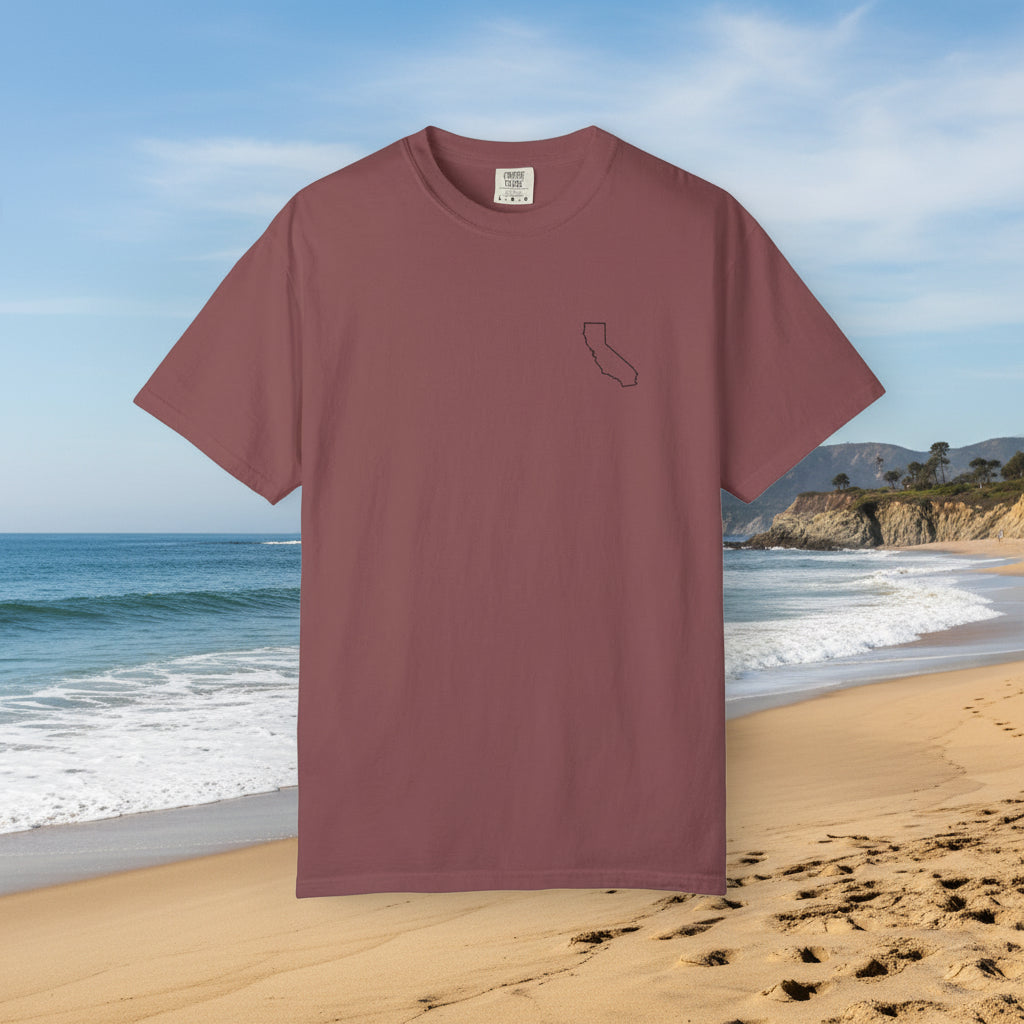 Embroidered California Outline T-Shirt | Comfort Colors