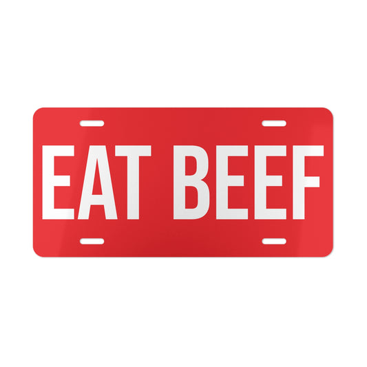 EAT BEEF Vanity Plate | Red Aluminum License Plate