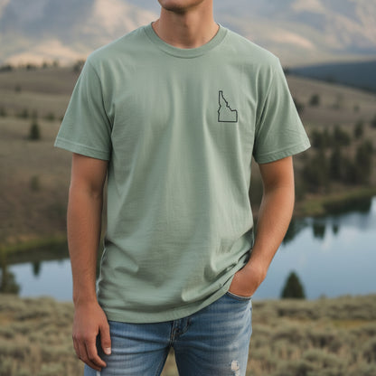Embroidered Idaho Outline T-Shirt | Comfort Colors