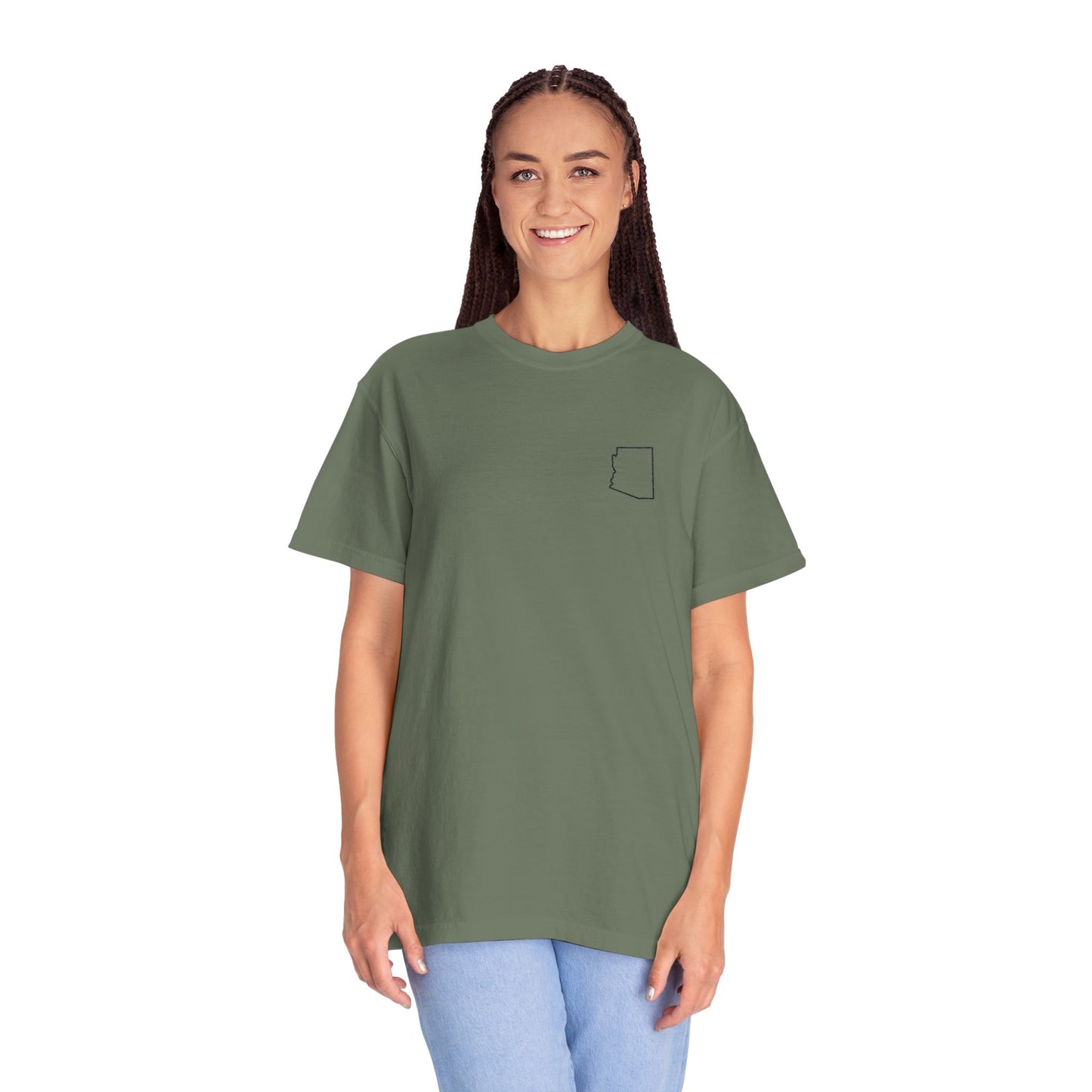Embroidered Arizona Outline T-Shirt | Comfort Colors
