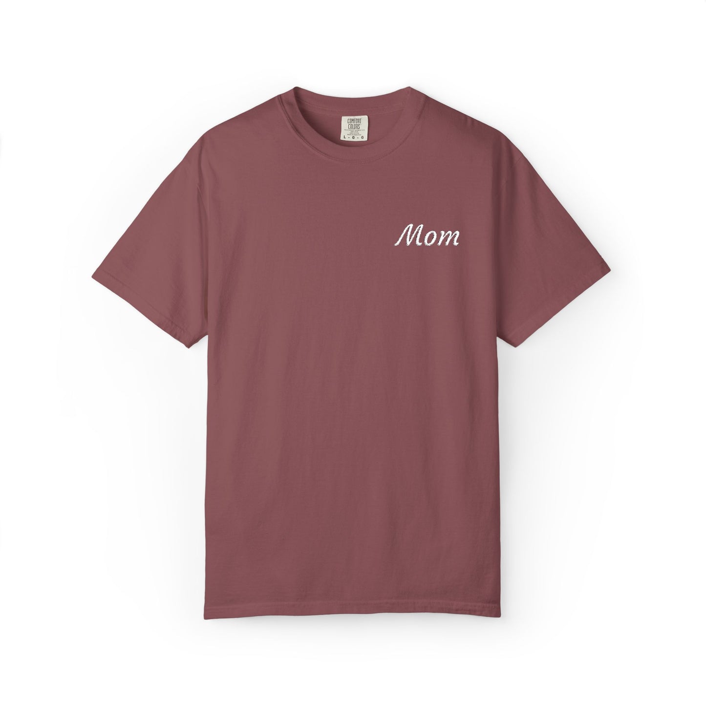 Mom Script Embroidered Comfort Color T-Shirt