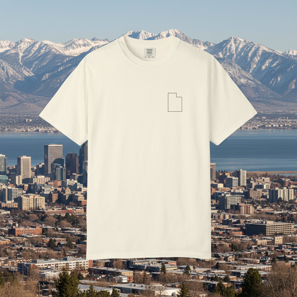 Embroidered Utah Outline T-Shirt | Comfort Colors