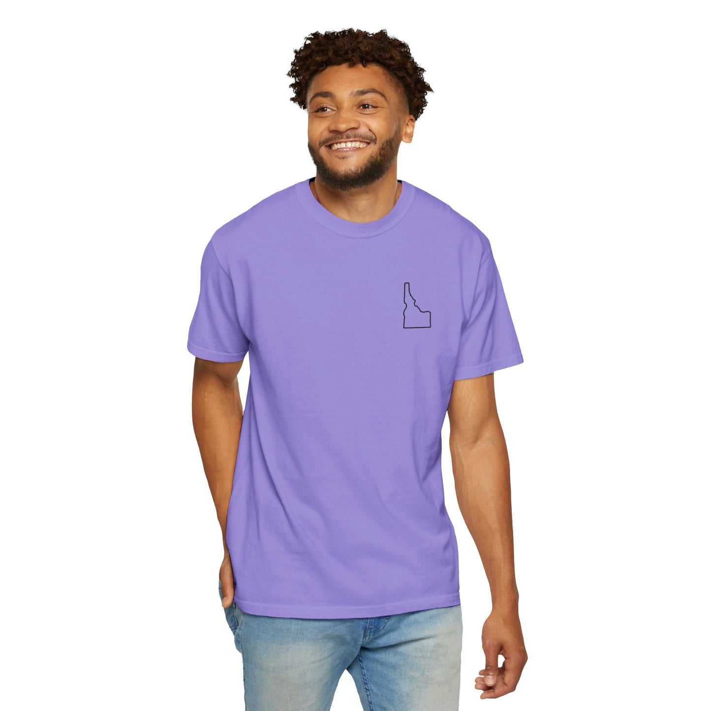 Embroidered Idaho Outline T-Shirt | Comfort Colors