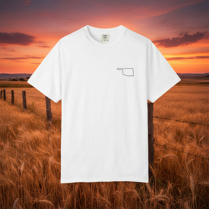 Embroidered Oklahoma Outline T-Shirt | Comfort Colors