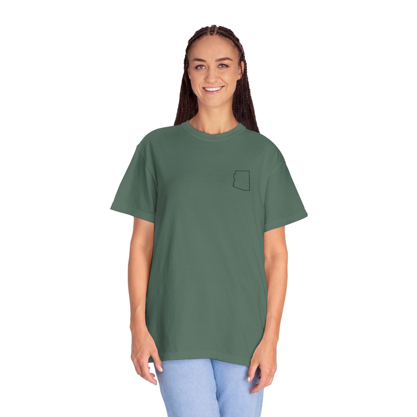 Embroidered Arizona Outline T-Shirt | Comfort Colors