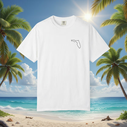 Embroidered Florida Outline T-Shirt | Comfort Colors