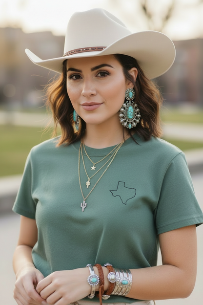 Embroidered Texas Outline T-Shirt | Comfort Colors