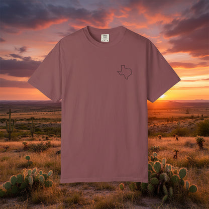 Embroidered Texas Outline T-Shirt | Comfort Colors