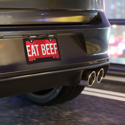 EAT BEEF Vanity Plate | Red Aluminum License Plate