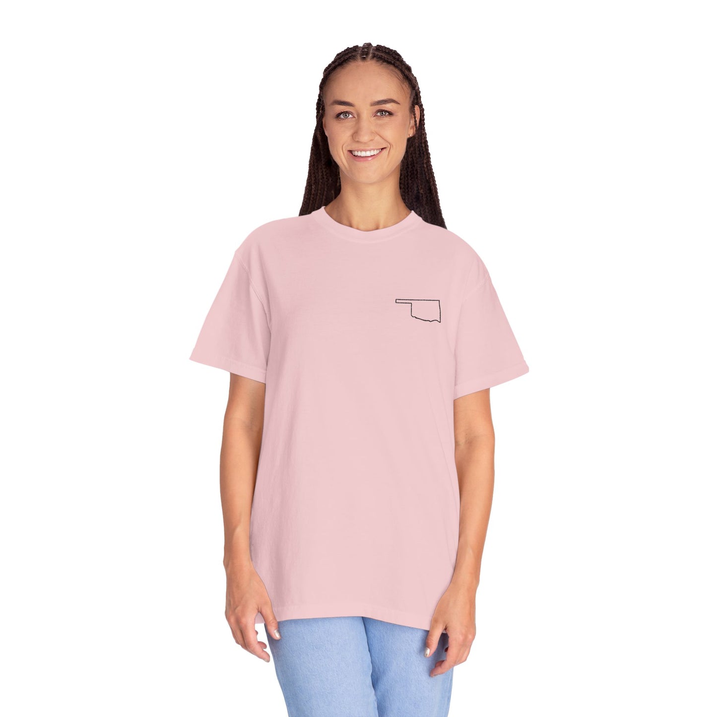 Embroidered Oklahoma Outline T-Shirt | Comfort Colors