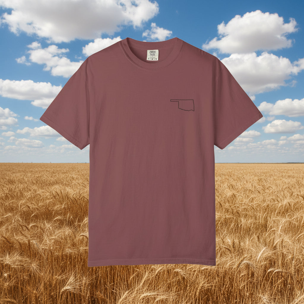 Embroidered Oklahoma Outline T-Shirt | Comfort Colors