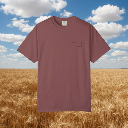 Embroidered Oklahoma Outline T-Shirt | Comfort Colors