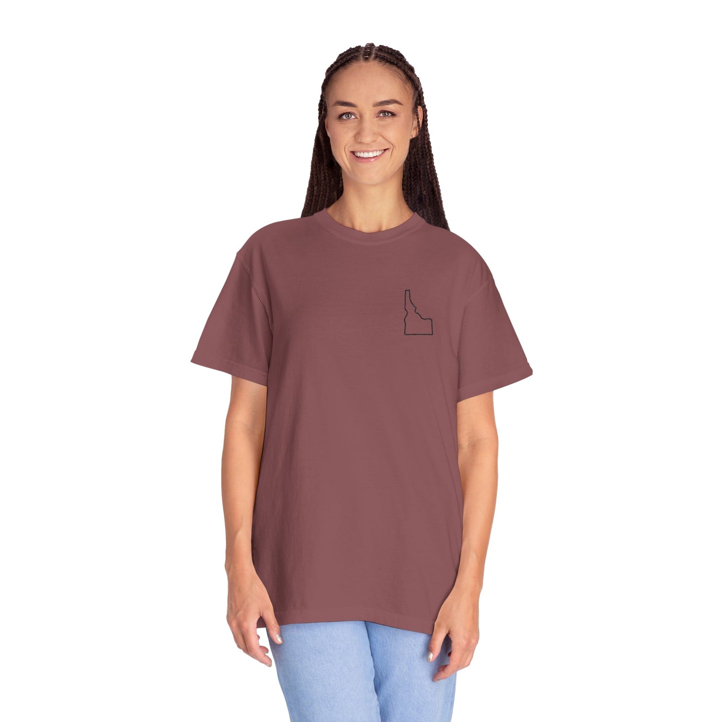 Embroidered Idaho Outline T-Shirt | Comfort Colors