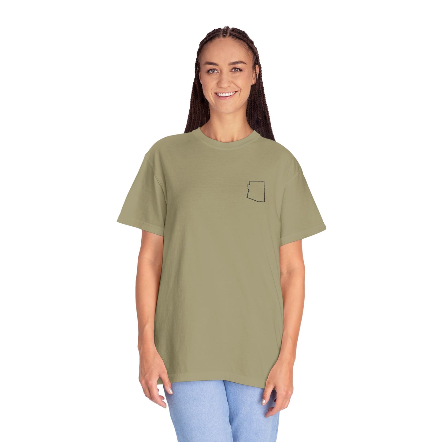 Embroidered Arizona Outline T-Shirt | Comfort Colors