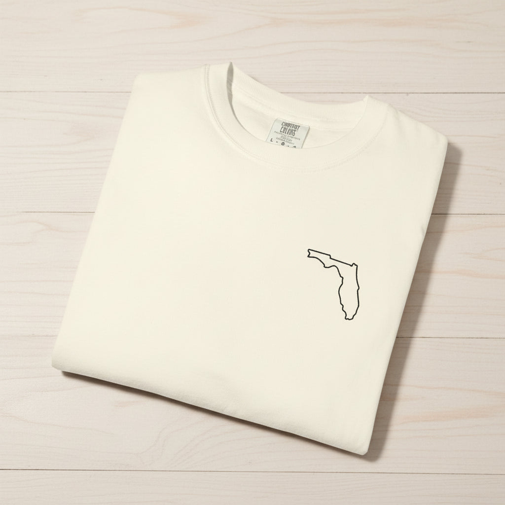 Embroidered Florida Outline T-Shirt | Comfort Colors
