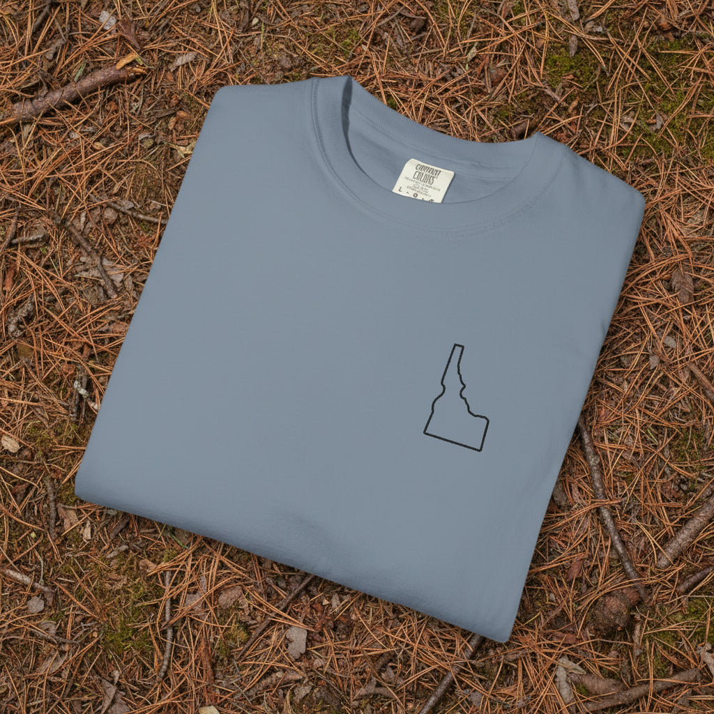 Embroidered Idaho Outline T-Shirt | Comfort Colors