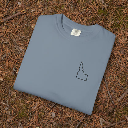 Embroidered Idaho Outline T-Shirt | Comfort Colors