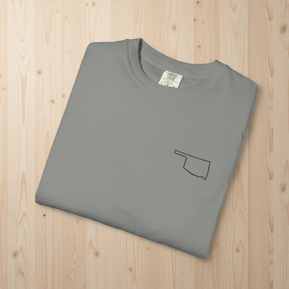 Embroidered Oklahoma Outline T-Shirt | Comfort Colors